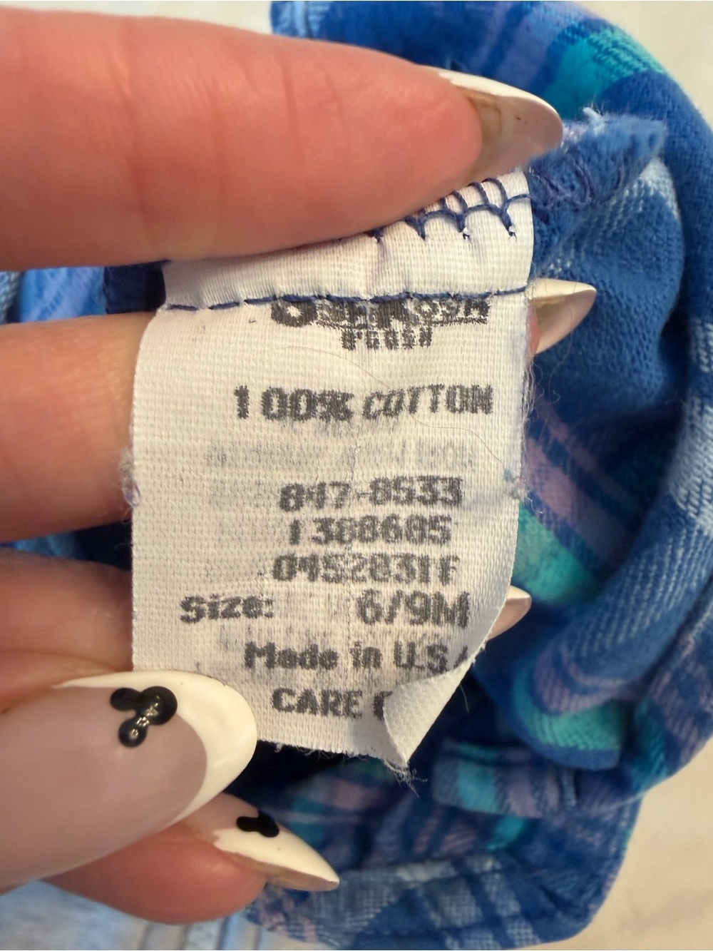 VTG! Oshkosh B’Gosh Blue Plaid Overalls for Baby, sz 6-9 Months - Picture 9 of 10
